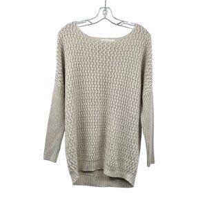 RD Style Womens Open Knit Pullover Sweater Long Sleeve Beige Size Medium